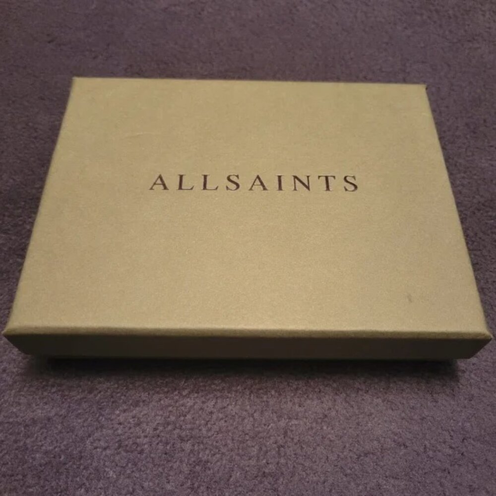 NWT All Saints Hocker Leather Key Fob ID Card holder Coin Purse Dual Pouch Grey - Picture 8 of 10